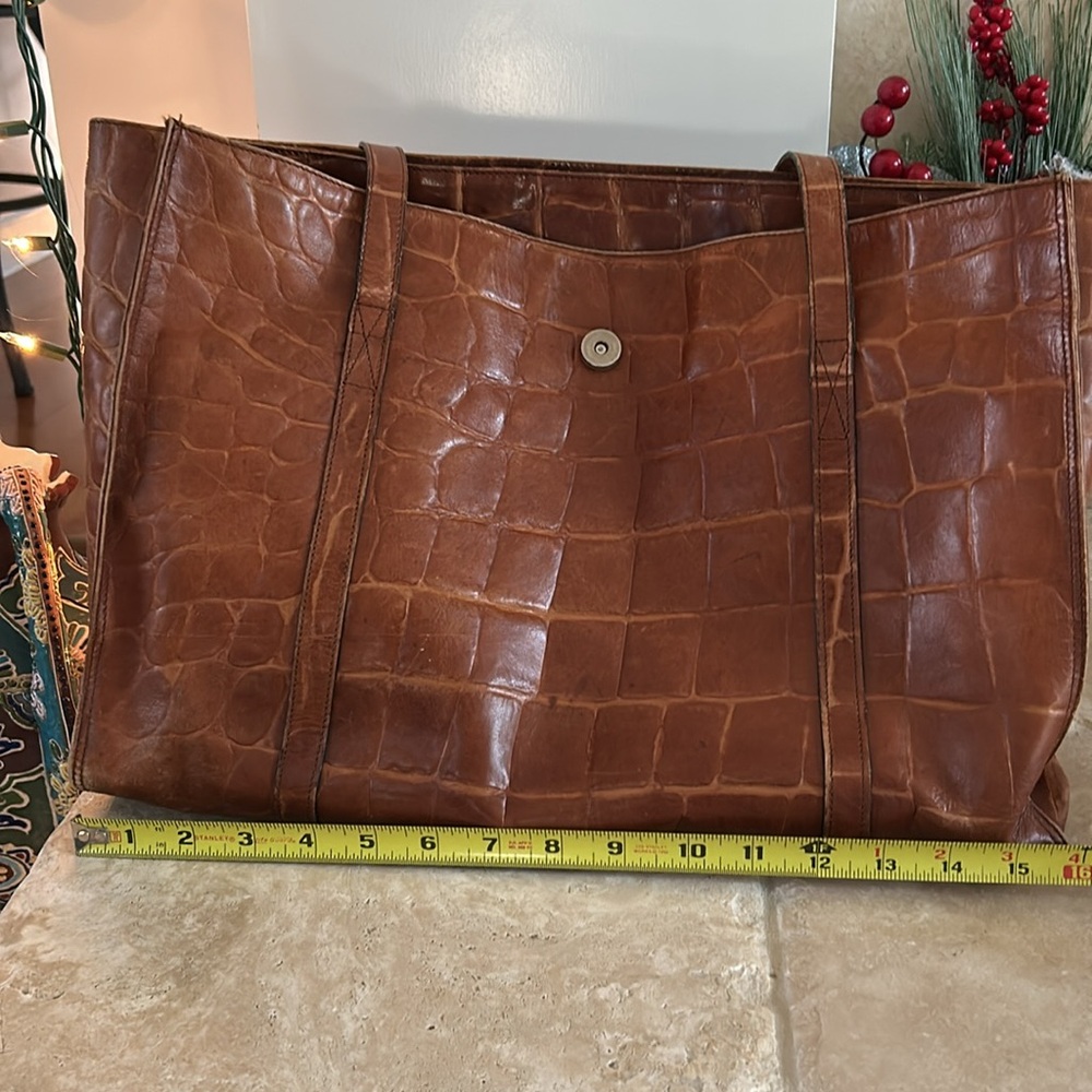 Michael Rome Chestnut Croc-Pattern Tote - Picture 7 of 9